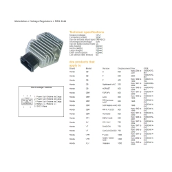 DZE REGULATOR NAPIĘCIA HOND CB 250 NIGHTHAWK 91-00; CB 600F HORNET 98-06; CBR 600F2/F3/F4 91-03; CBR 900RR 92-99; VT 750C 97-03; NTV 650 DEA