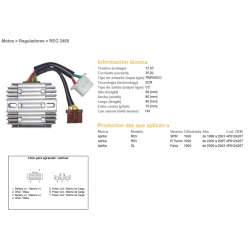 DZE REGULATOR NAPIĘCIA APRILIA RSV 1000R TUONO 02-05; RSV 1000SP/R 98-03; SL 1000 FALCO 00-02 (35A) 7 KABLI
