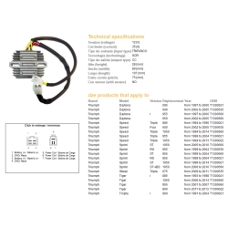 DZE REGULATOR NAPIĘCIA TRIUMPH DAYTONA 600/650 02-05; DAYTONA 955I 97-06; SPRINT 955RS/ST 99-04; SPRINT 1050 06-14; STREET TRIPLE 675 09-11;