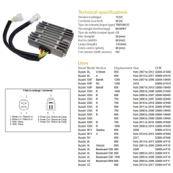DZE REGULATOR NAPIĘCIA SUZUKI GSF 650/1250 BANDIT 07-10; GSX 600/750/1000R/S 05-18; DL 650 V-STROM 07-17; SV 650 14-17; VL 800 VOLUSIA 01-04;
