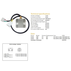 DZE REGULATOR NAPIĘCIA HONDA CBR 600F F4 01-06 (35A) (31600-MBW-D21)