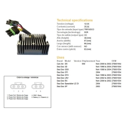 DZE REGULATOR NAPIĘCIA CAN-AM DS 650 00-02; SEA DOO 3D/GSX/GTX/RX/XP/LRV 98-04