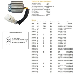 DZE REGULATOR NAPIĘCIA KTM EXC 125/200/250/300/400/525/530 98-13; XC-W 250/450/525 07-08; HUSQVARNA TE/TX/FE/FC/FS 125/250/300/450/500/550/650 04