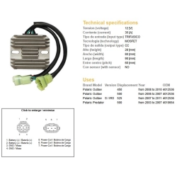 DZE REGULATOR NAPIĘCIA POLARIS PREDATOR 500 03-07; OUTLAW 400/500/525 06-11