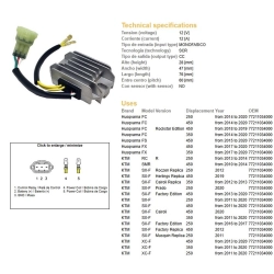 DZE REGULATOR NAPIĘCIA HUSQVARNA FC/FS/FX 250/350/450 14-20; KTM SX-F 250/350/450 11-20; XC-F 250/350/450 11-20