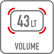 pojemność kufra centralnego E43N to 43litry